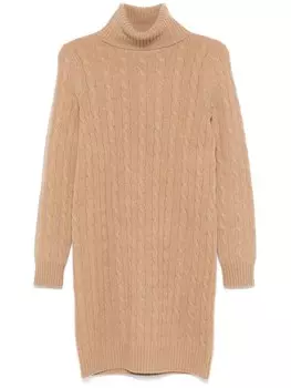 Polo Ralph Lauren платье мини фактурной вязки, нейтральный цвет