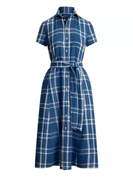 Polo Ralph Lauren платье-рубашка в клетку, синий