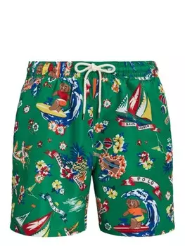 Polo Ralph Lauren плавки-шорты с графичным принтом, зеленый
