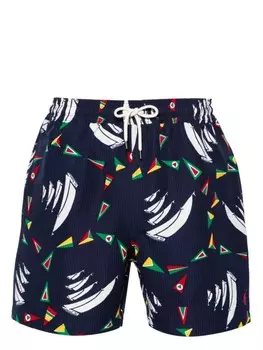 Polo Ralph Lauren плавки-шорты Traveler из ткани сирсакер, синий