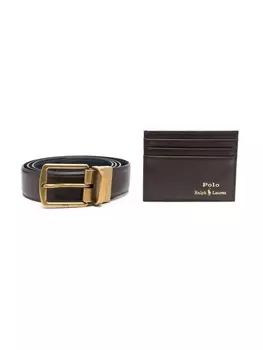 Polo Ralph Lauren подарочный набор из картхолдера и ремня с логотипом, коричневый