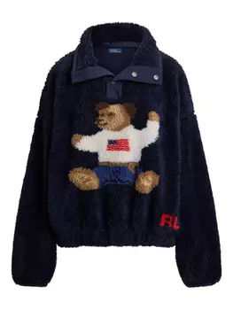 Polo Ralph Lauren Polo Bear толстовка поло с флисовой текстурой, синий