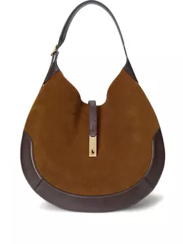 Polo Ralph Lauren Polo ID кожаная сумка через плечо в форме полумесяца, коричневый