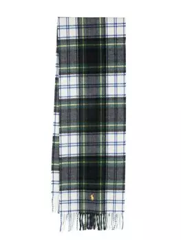 Polo Ralph Lauren Polo Pony-embroidered tartan check-print scarf, зеленый