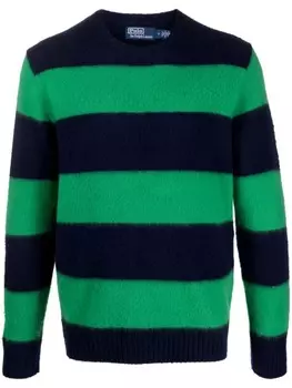 Polo Ralph Lauren полосатый джемпер с нашивками на локтях, синий