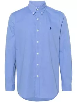 Polo Ralph Lauren поплиновая рубашка с вышивкой Polo Pony, синий
