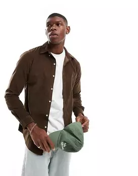 Polo Ralph Lauren – приталенная коричневая вельветовая рубашка с логотипом