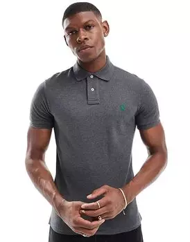 Polo Ralph Lauren – Приталенная рубашка-поло из пике цвета антрацитового меланжа с логотипом бренда