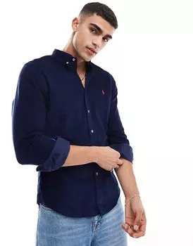 Polo Ralph Lauren – приталенная вельветовая рубашка темно-синего цвета с логотипом