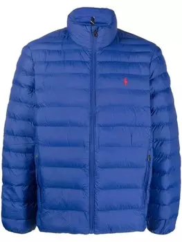 Polo Ralph Lauren пуховик с вышитым логотипом, синий