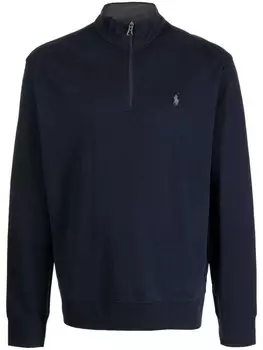 Polo Ralph Lauren пуловер из джерси с воротником на молнии, синий