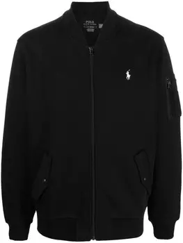 Polo Ralph Lauren пуловер на молнии с вышитым логотипом, черный