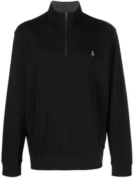 Polo Ralph Lauren пуловер на молнии с нашивкой-логотипом, черный