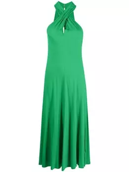 Polo Ralph Lauren расклешенное платье миди с вырезом халтер, зеленый