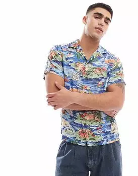 Polo Ralph Lauren рубашка из вискозы с коротким рукавом и воротником Revere, классическая посадка, многоцветная