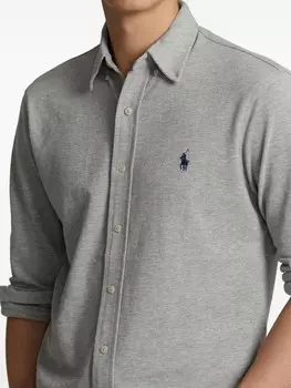 Polo Ralph Lauren рубашка на пуговицах с вышитым логотипом, серый