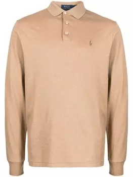 Polo Ralph Lauren рубашка поло с длинными рукавами и логотипом Polo Pony, нейтральный цвет