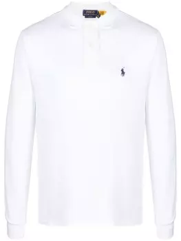 Polo Ralph Lauren рубашка поло с длинными рукавами и вышивкой Polo Pony, белый