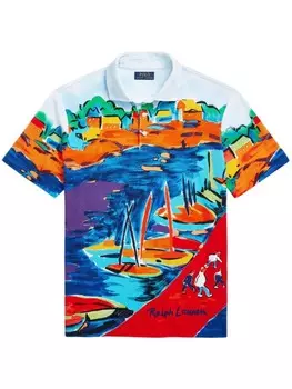 Polo Ralph Lauren рубашка поло с принтом Vista Sail, синий
