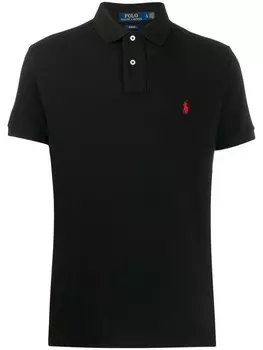 Polo Ralph Lauren рубашка-поло с вышитым логотипом, черный