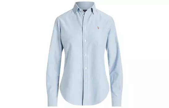 Polo Ralph Lauren Рубашка с длинным рукавом и пуговицами спереди, синяя