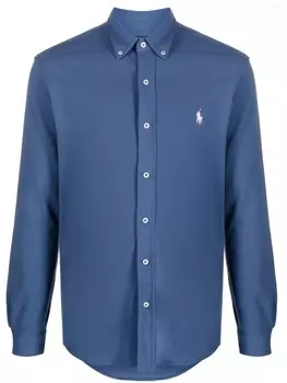 Polo Ralph Lauren рубашка с длинными рукавами и вышитым логотипом, синий