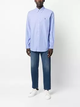 Polo Ralph Lauren рубашка с длинными рукавами и вышитым логотипом, синий