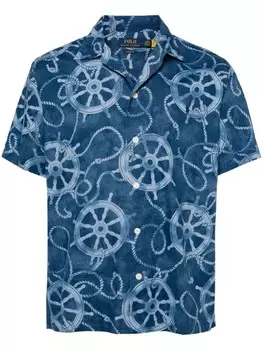 Polo Ralph Lauren рубашка с графичным принтом и логотипом Polo Pony, синий