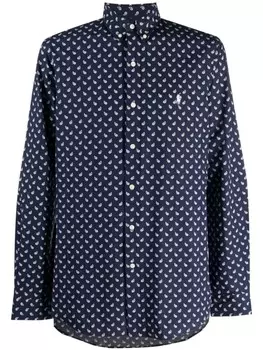 Polo Ralph Lauren рубашка с вышитым логотипом и принтом пейсли, синий