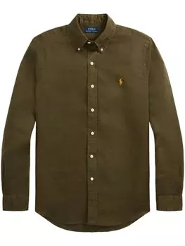 Polo Ralph Lauren рубашка с вышивкой Polo Pony, коричневый