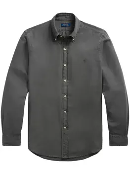 Polo Ralph Lauren рубашка с вышивкой Polo Pony, серый