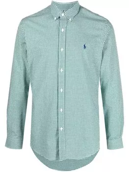 Polo Ralph Lauren рубашка в клетку гингем с вышитым логотипом, зеленый
