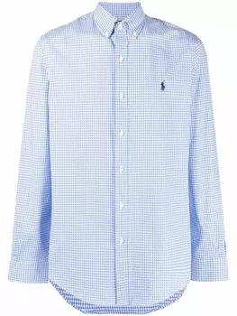Polo Ralph Lauren рубашка в клетку гингем с логотипом, синий