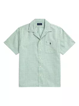 Polo Ralph Lauren рубашка в клетку гингем с короткими рукавами, зеленый