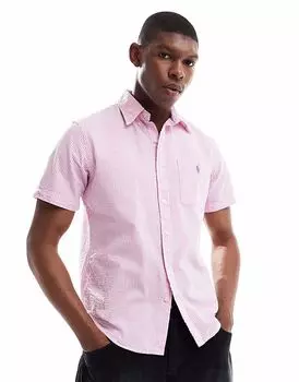 Polo Ralph Lauren с коротким рукавом и логотипом в полоску сирсакер короткая индивидуальная посадка розового/белого цвета
