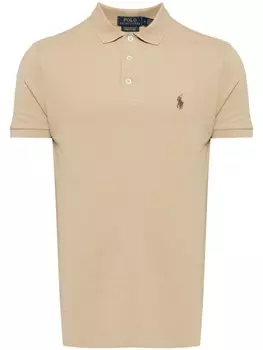 Polo Ralph Lauren сетчатая рубашка поло с вышивкой Polo Pony, нейтральный цвет