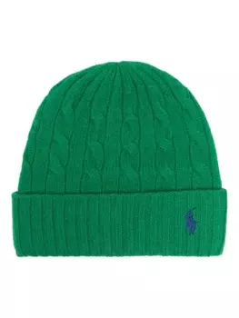 Polo Ralph Lauren шапка бини фактурной вязки, зеленый