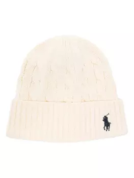 Polo Ralph Lauren шапка бини фактурной вязки, нейтральный