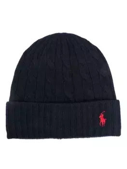 Polo Ralph Lauren шапка-бини с косой вязкой, синий