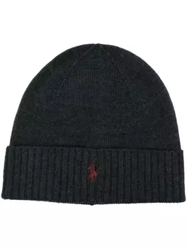 Polo Ralph Lauren шапка бини с вышитым логотипом, серый