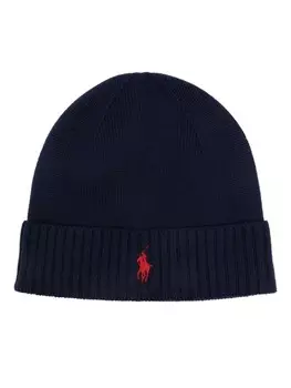 Polo Ralph Lauren шапка бини с вышитым логотипом, синий