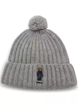 Polo Ralph Lauren шапка бини с вышивкой Polo Bear, серый