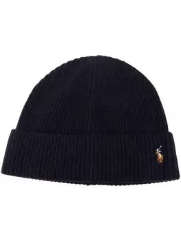 Polo Ralph Lauren шапка в рубчик с вышитым логотипом, синий
