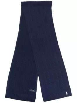 Polo Ralph Lauren шарф фактурной вязки с вышитым логотипом, синий