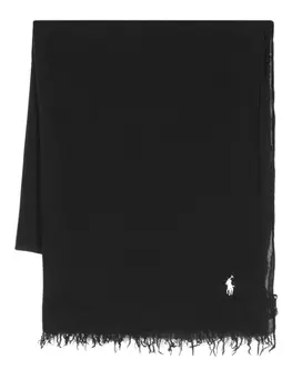 Polo Ralph Lauren шарф с бахромой, черный
