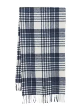 Polo Ralph Lauren шарф с бахромой и узором в елочку, синий