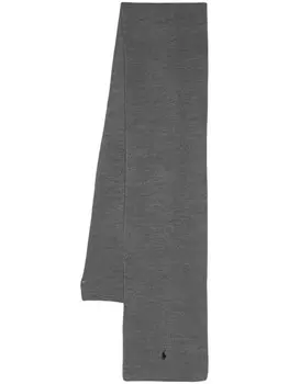 Polo Ralph Lauren шарф в рубчик с вышитым логотипом, серый