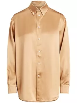 Polo Ralph Lauren шелковая рубашка с длинными рукавами, нейтральный цвет