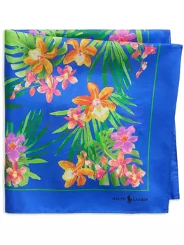 Polo Ralph Lauren шелковый платок с цветочным принтом, синий