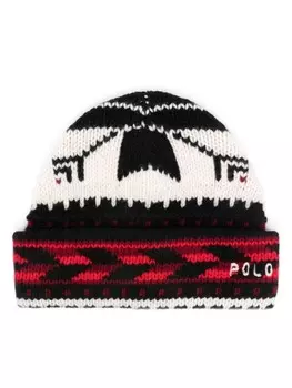 Polo Ralph Lauren шерстяная шапка бини с узором, черный